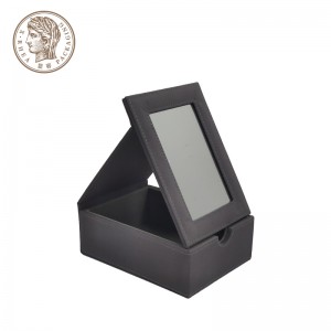 Caixa de joias de couro PU personalizada de alta qualidade com personalização criativa e personalizada, caixa de embalagem de joias com espelho