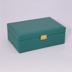 Luxo feminino grande gaveta de couro bloqueio jóias pulseira colar armazenamento caso verde brilhante caixa de jóias