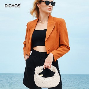 Purse Trendy Bag Mini Clutch Fashion Woven Leathar