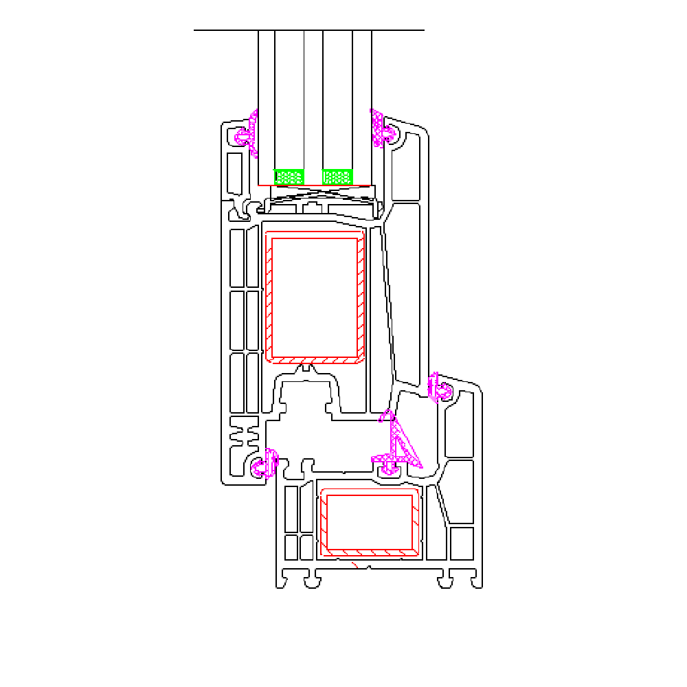 65 uPVC Casement Door Profiles Drawing