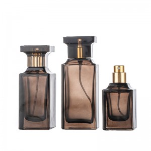 30ml 50ml Square amber standard essential oil glass spray black perfume bottle with sprayer cap