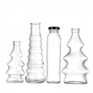 Unique Design Reusable Refillable Wide Mouth Liquid Storage Glass Beverage Bottles for Juicing