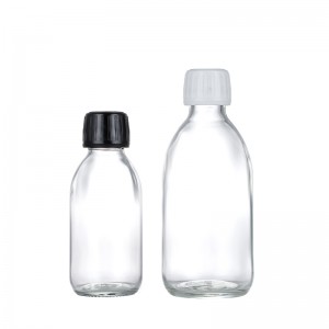 botella de vidrio de jarabe de color claro al por mayor con tapa de metal