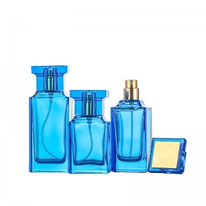 OEM / ODM 30ML 50ML Luxury Fragrance Blue Color Sprayer Atomizer Empty Perfume Glass Bottle
