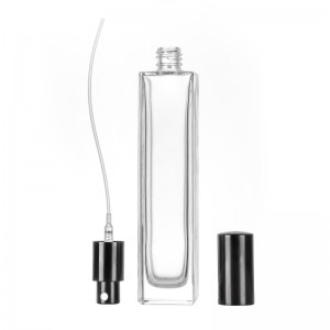 115ml or customized Square Shape Spray Empty Clear Perfume Glass Bottle with Plastic Cap
