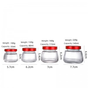 Factory Price 55ml 80ml 115ml 145ml Round Storage Glass Jar for Food Storage