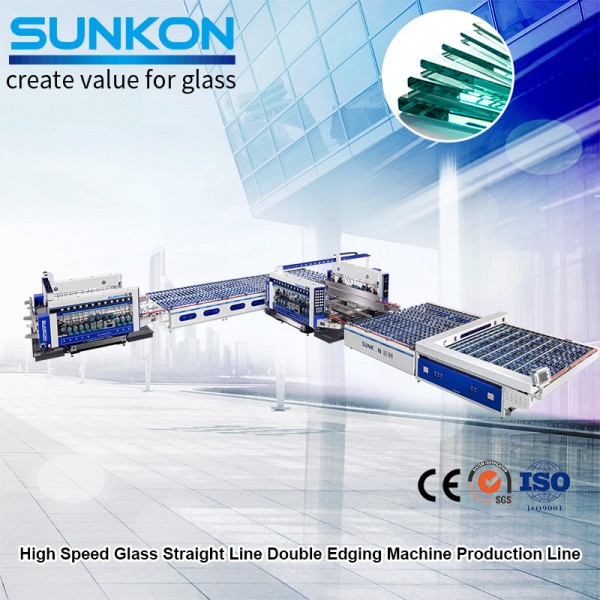 CGSZ4225-24 High Speed Glass Straight Line Double Edging Machine Production Line（L type）
