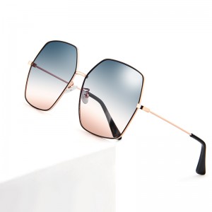 Gradient sunglasses dark blue to brown lenses rose gold console mirror frame wholesale fashion sunglasses