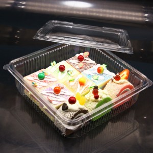 Square clear display plastic PET cake container packaging