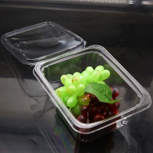 Plastic PET clear fruit clamshell with hinged lid