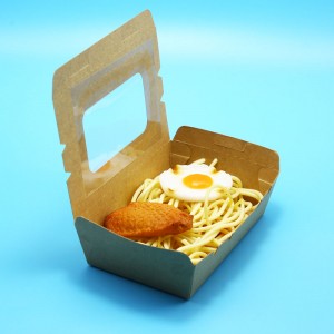 Take out kraft paper food container with window