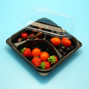 3 compartments plastic vacuum formed food container