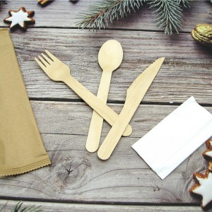 disposable wooden cutlery sets paper individual wrapped