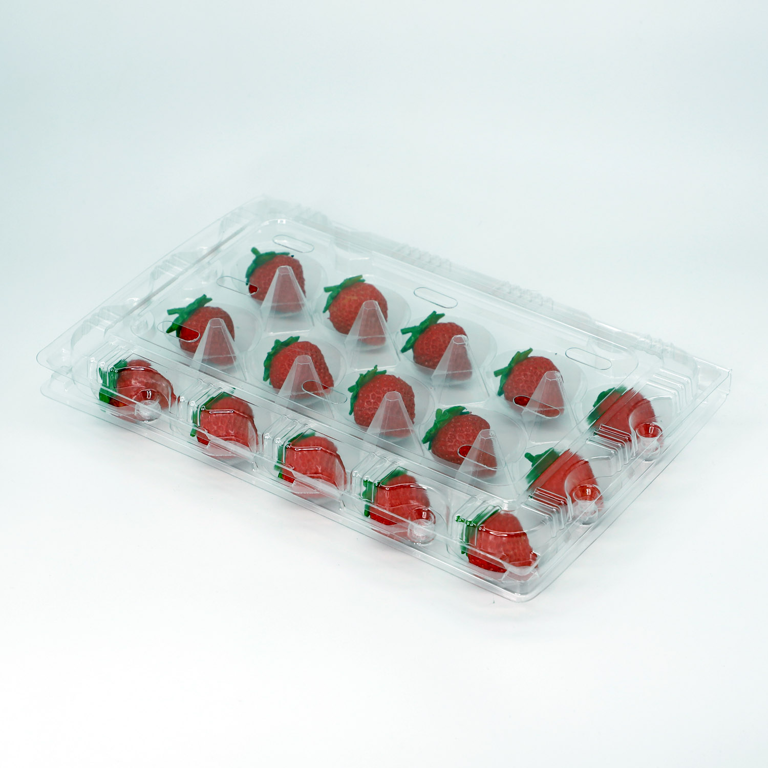 plastic blister 15 holes strawberry clamshell