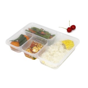 Plastic lunch bento tray container with lid