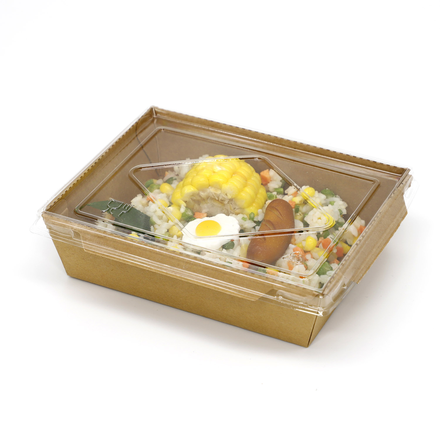 Kraft paper takeaway container disposable lunch box kraft paper food box with lid