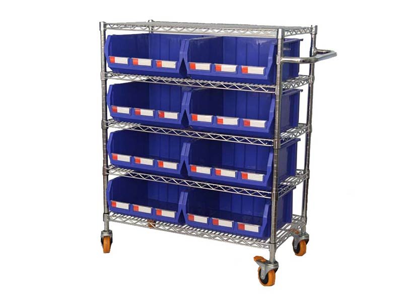 Wire Shelving Trolley With Storage Bins WST3614-010