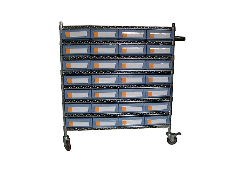 Wire Shelving Trolley With Shelf Bins WST11-3209