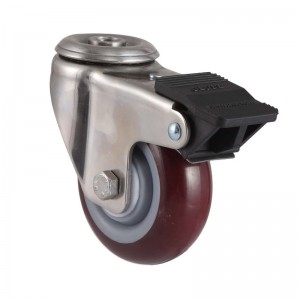 Polyurethane Caster Stainless vy Shopping Trolley Bolt Hole PU Wheel