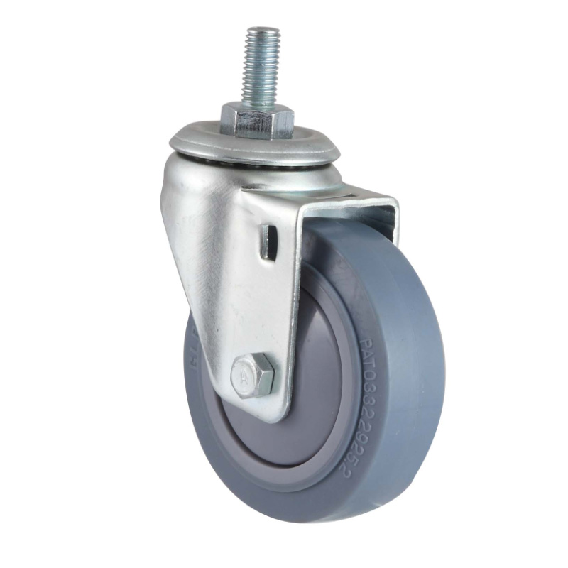 Polyurethane Casters Flat Industrial PU Trolley Castor Stem With Brake Featured Image