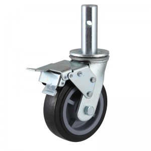 Caster Solid stem type W/Dual Brake PU Wheels(Zinc-plating)