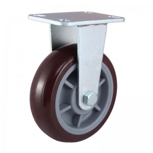 8 tommers toppplate svingbar/stiv/dobbel brems PU industrielt styrehjul (forsinking)