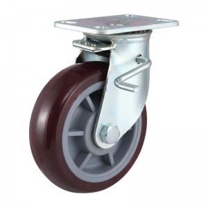 8 inch Top plate Swivel/Rigid/Dual Brake PU Industrial Caster Wheel (Zinc-plating)
