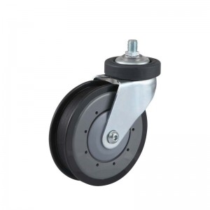 Roda TPR de 100 mm per a carretó Roda silenciosa per a carretó de mà Sèrie EP1 de tija roscada de capçal quadrat de dues rodanxes d'elevador