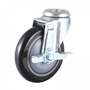 Uri ng Swivel PU Caster Wheel Bolt Hole na May Ball Bearing