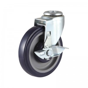 OEM Shopping Trolley PU Caster China Factories Wheel Bolt hole na may preno