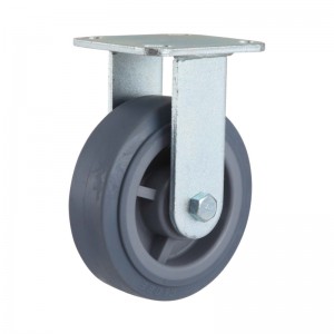 Roda industrial de gran resistència amb rodes TPR de tipus de placa superior giratòria/rígida/fre (zincat)