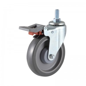 Theolelo Trolley PU Caster China Exporters Threaded Stem With Brake