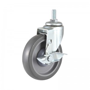 Discount Trolley PU Caster China Exporters Threaded Stem With Brake