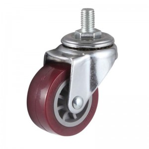 عجلة صلبة خفيفة التحمل (PP ، PU ، PVC) نوع الساق الملولبة من سلسلة EB3 (طلاء بالكروم)