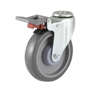 Industrial Castor PU Material Bolt Hole Trolley Caster Factory na May Preno