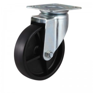 Industrial Caster Black PP Wheel Mga Pabrika ng China na May Nylon Brake