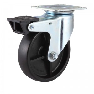 Industri Caster Black PP Wheel Kilang China Dengan Brek Nylon