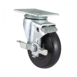 Индустриална гумена количка с въртящо се колело със спирачка
