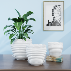 Pot Plant Custom Printed Dekoratif Modern Marmer Popular Keramik Pot Bunga Dalam Ruangan