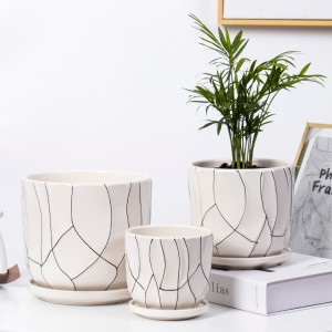 New Putih Indoor Modern Succulent Plant Pot Pot Keramik Bunga Pot Set 3