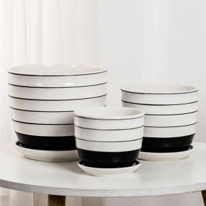 Simple White and Black Lines Modern for Flower Pot