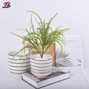 Cheap Garden Plant Striped White Ceramic Pot