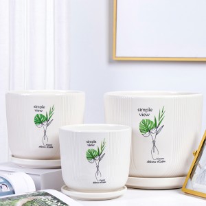 Kundenspezifischer großer Keramik-Blumentopf mit zylindrischem, rundem Muster