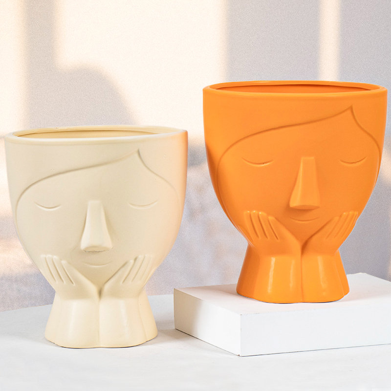 Hot Sale Murah Keramik Pot Bunga Dekorasi Dalam Ruangan Smile Face Pot Kembang Kepala Featured Image