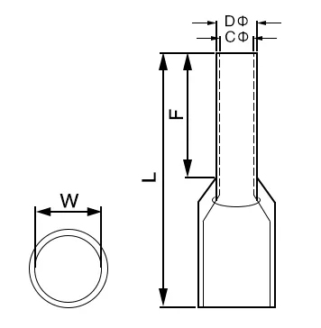 Izolovaná koncovka kábla s jednoduchým vstupom (vyrobená vstrekovacím strojom)