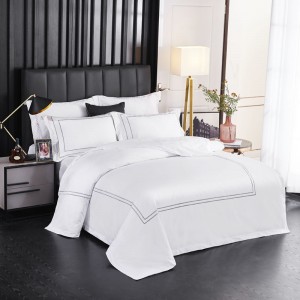 Set çarçafësh krevati 100% pambuk të bardhë 400TC Mbulesa duvete e qëndisur me pika