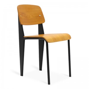 Κλασική μεταλλική καρέκλα τραπεζαρίας με ξύλινο κάθισμα προς πώληση GA1701C-45STW