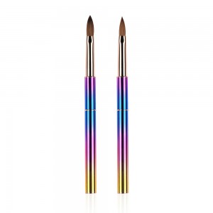 2021 100% Kolinsky Sable Gashi Rainbow Nail Gel Brush Metal Nail Art Tools Pen Acrylic Nail Brush