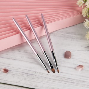 Salon Manicure Tools 3Pcs/ Set ပန်းရောင် Oval Nail Brush UV Gel Polish ပန်းချီ