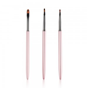 Salon Manicure Tools 3 Pcs / Set Pink Oval Sikat Kuku UV Gel Polish Lukisan